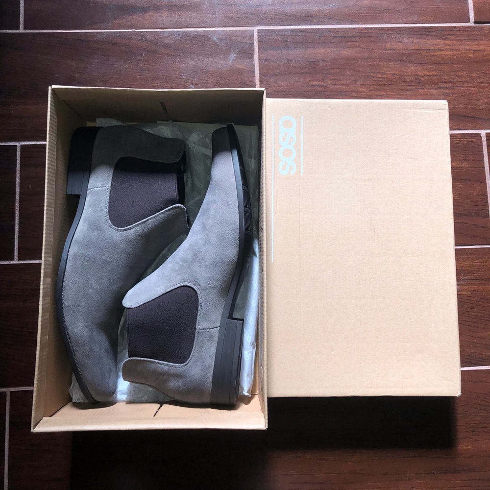 ASOS Grey Size UK 10 Low Ankle Chelsea Boot
